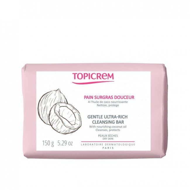 Savon Surgras douceur à l'Huile de Coco Nourrissante Visage et Corps Topicrem Pain 150g